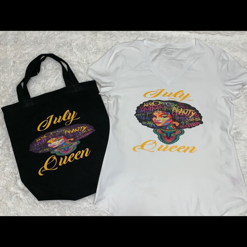 July queen shirt and tote bag